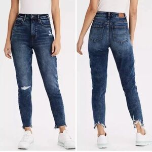 American Eagle High-Waisted Distressed Blue Jeans